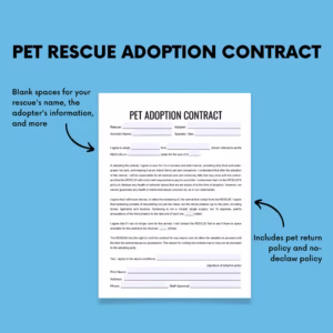 Pet adopter reviewing contract terms with shelter staff