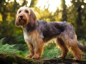 Shaggy Otterhound lounging near a riverbank